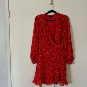 Banana Republic red hearts wrap dress